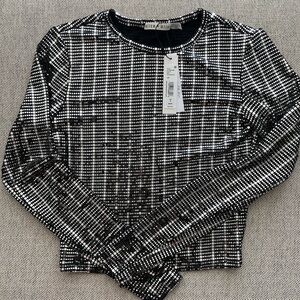 Alice + Olivia Delaina Sequined Top Small